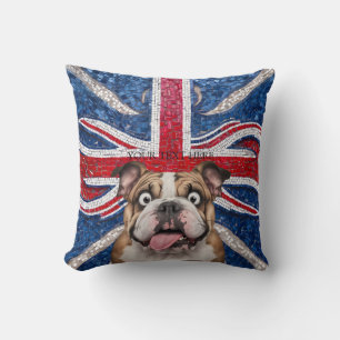 Coussin Britanniques Bulldog avec le drapeau de l'Union co