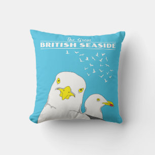 Coussin British Seaside Travel Souvenir Seagull Birds
