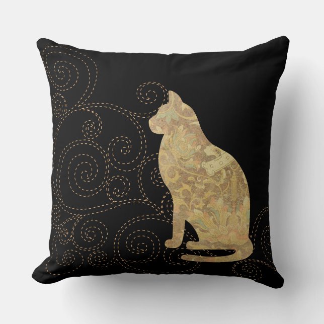Coussin Brocade Cat avec pointes Carré Jeu d'oreiller (Recto)