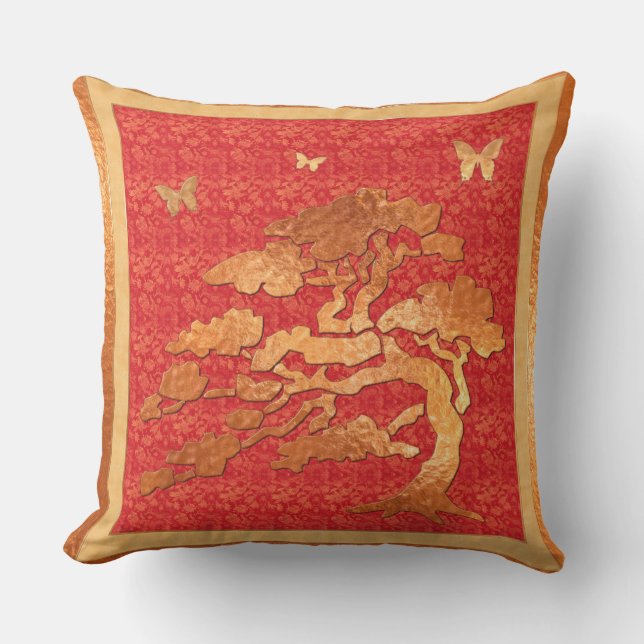 Coussin Brocade et arbre asiatique (Recto)