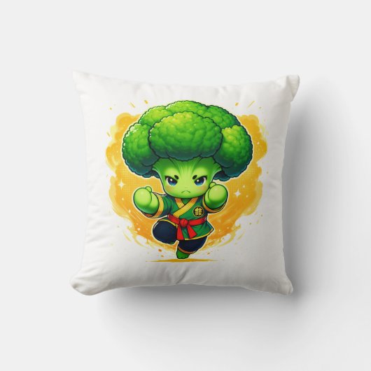 Coussin Broccoli Karate Kid — Cute Veggie Warrior (Recto)