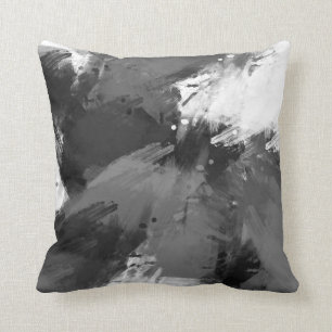 Coussin Brochures Abstraites modernes en gris noir