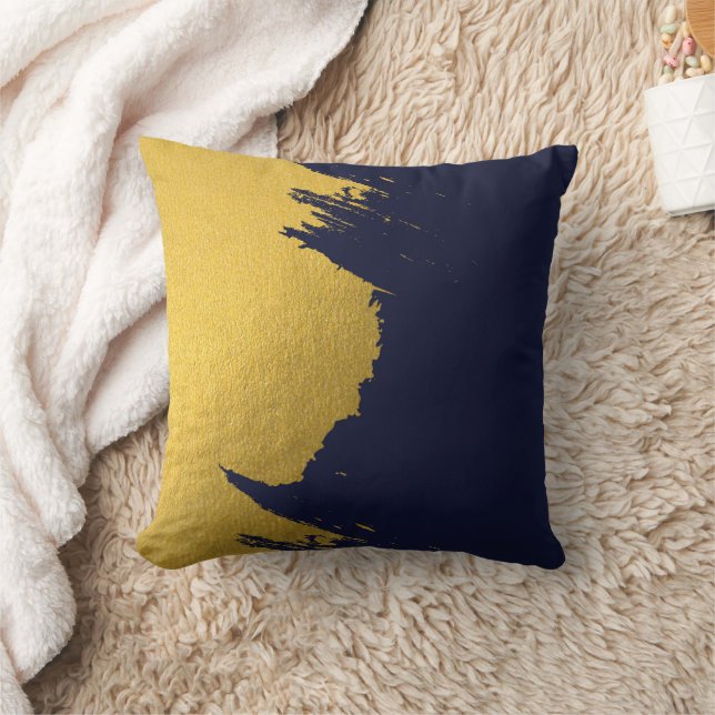 Coussin Brochures Faux Gold avec Arrière - plan bleu marin (Couverture)