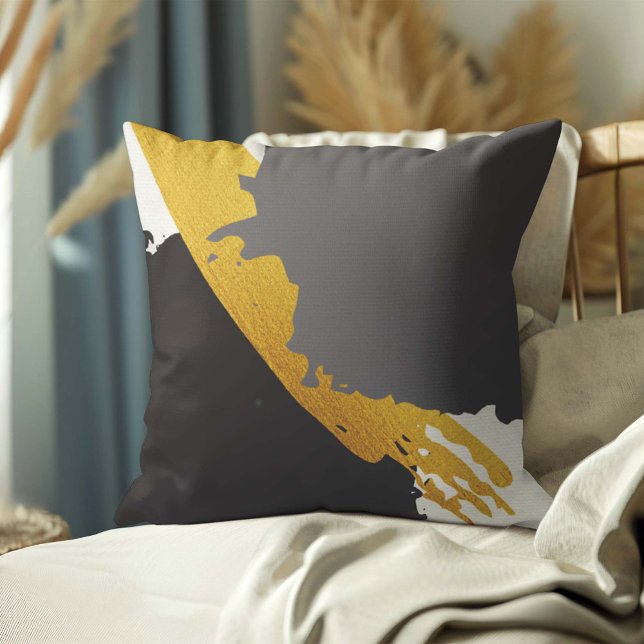 Coussin Brochures modernes - Or, gris et noir (Créateur téléchargé)