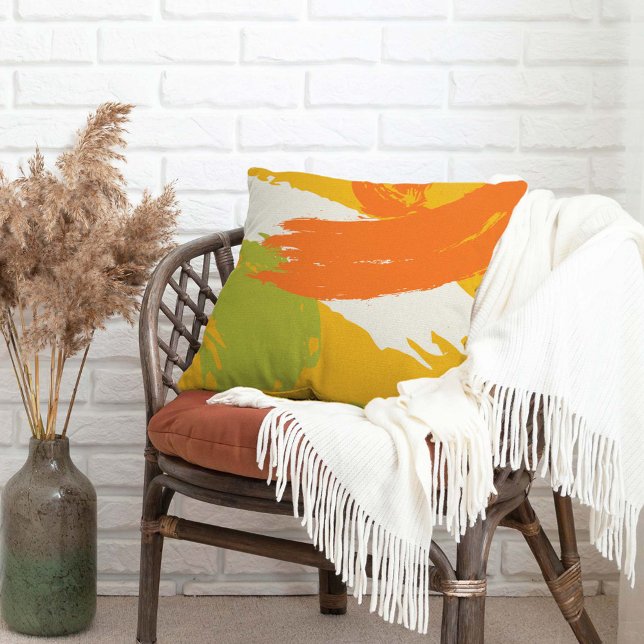 Coussin Brochures modernes - Orange, Vert & Jaune (Créateur téléchargé)