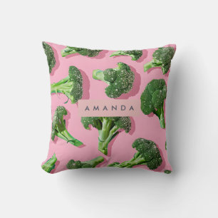 Coussin Brocolis vert pailleté pastel personnalisé