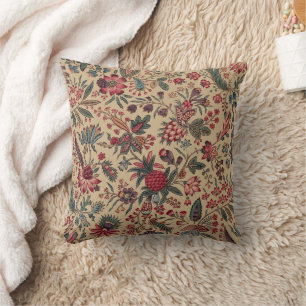 Coussin Broderie Ancienne Antique Florale de Décoration In