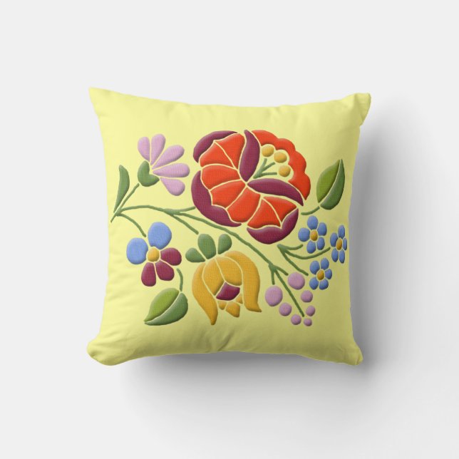 Coussin Broderie de Kalocsa - art populaire hongrois (Recto)