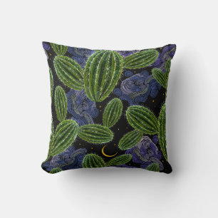 Coussin Broderie mexicaine : Cactus Night Seamless.