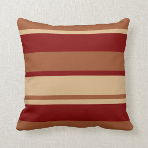 Coussin bronzage rouge Brown de rayure