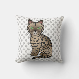 Coussin Bronze Égyptien Mau Cute Cartoon Chat & Pâtes