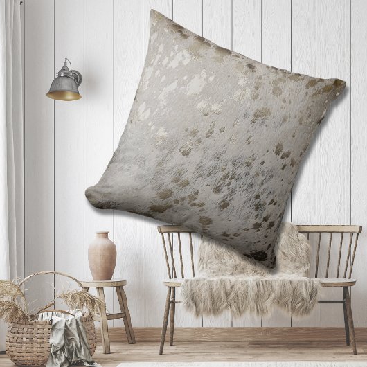 Coussin Bronze Or Cowhide Imprimer Métallurgique Throw Cus