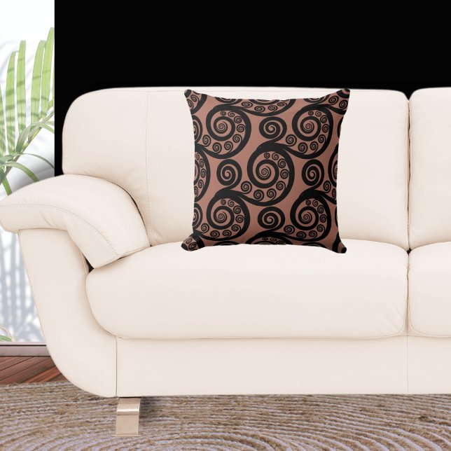 Coussin Bronze Terme et Fer Noir Frond (Curl Pattern)