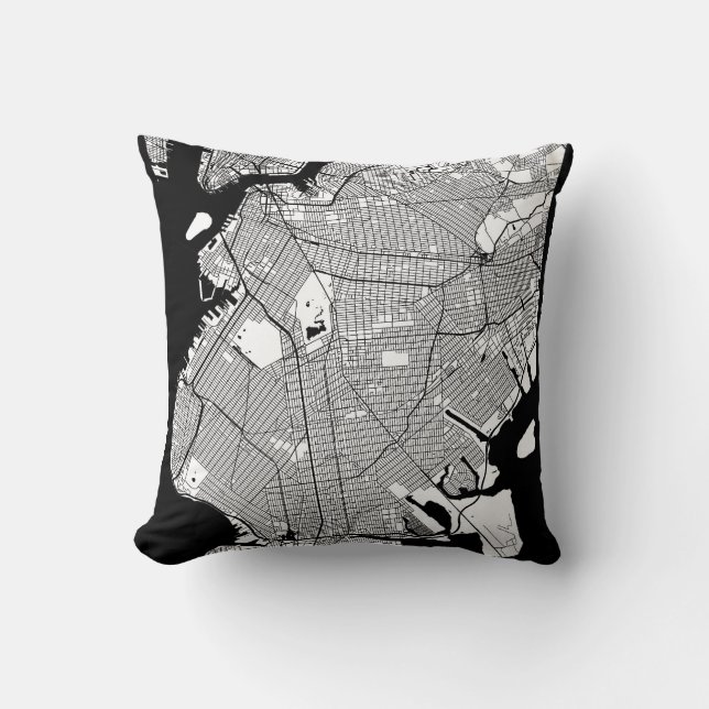 Coussin Brooklyn New York Map (Recto)