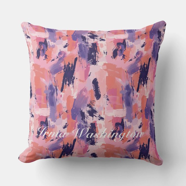 Coussin Brosses en gras en rose corail 1 (Recto)