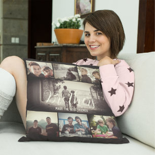 Coussin Brother moderne Meilleurs amis Dark Photo Collage