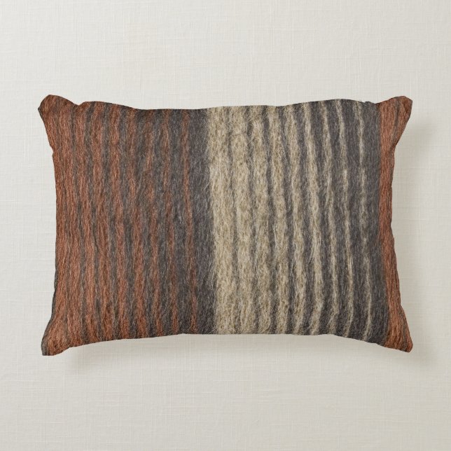 Coussin Brown 16" d'accent de polyester de rayure (Devant)