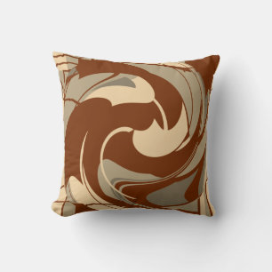 Coussin Brown Beige Tan Méditerranée Art Floral Mosaïque