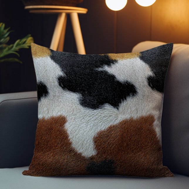 Coussin Brown black and white cowhide texture (Créateur téléchargé)