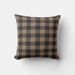 Coussin Brown Black En vichy Buffalo Plaid Farming