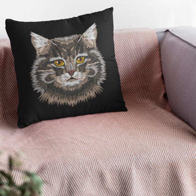 Coussin Brown blanc noir Tom Chat (Créateur téléchargé)