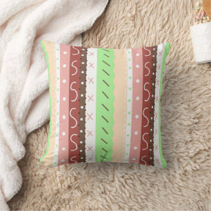 Coussin Brown, Bourgogne, vert et mauve Whimsical