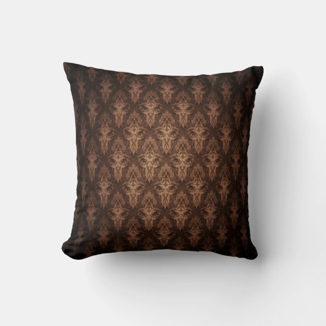 Coussin Brown Damask Look (Recto)