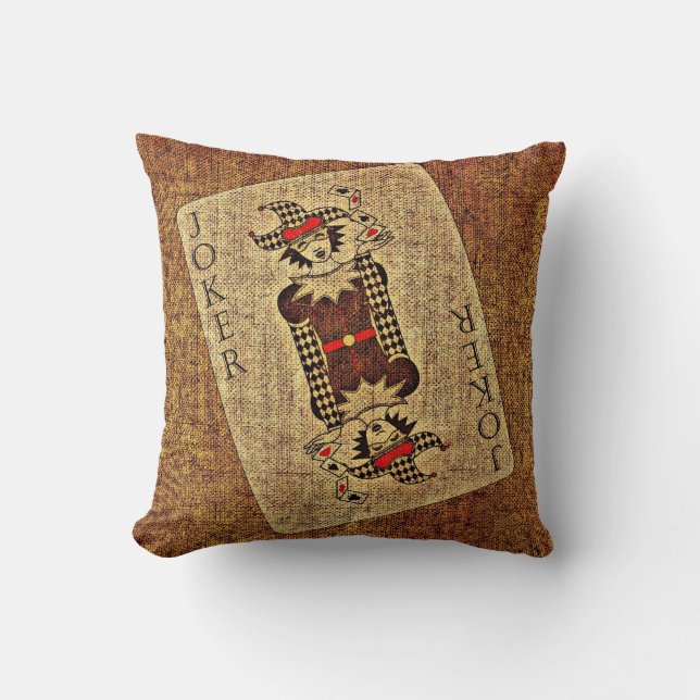 Coussin Brown de carte de jeu de joker (Recto)