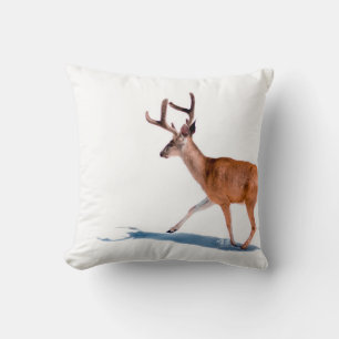 Coussin Brown DEER SUR ARRIÈRE - PLAN BLANC