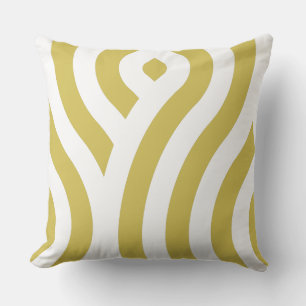 Coussin Brown doré et blanc, Motif à ondes rayées