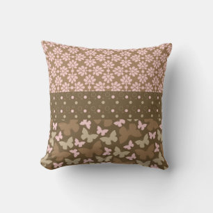 Coussin Brown et rose