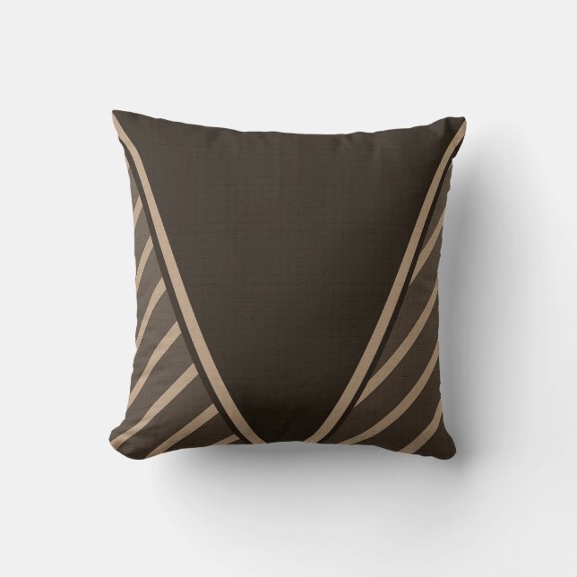 Coussin Brown foncé moderne rayures Motif contemporain (Recto)