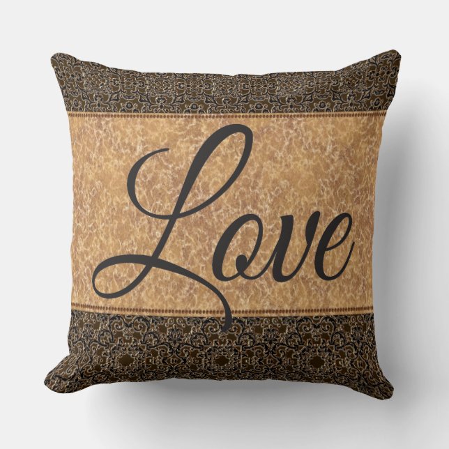 Coussin Brown/Gold Luxury avec "Amour" Dit. (Recto)