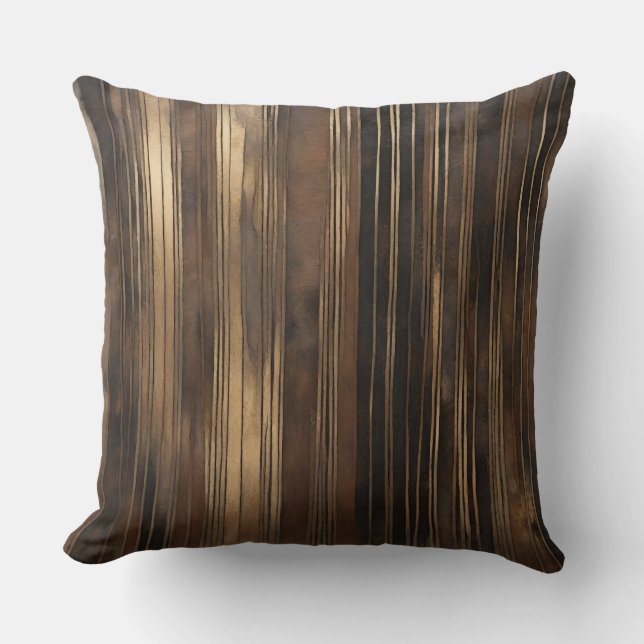 Coussin Brown Gold Modern Stripe (Recto)