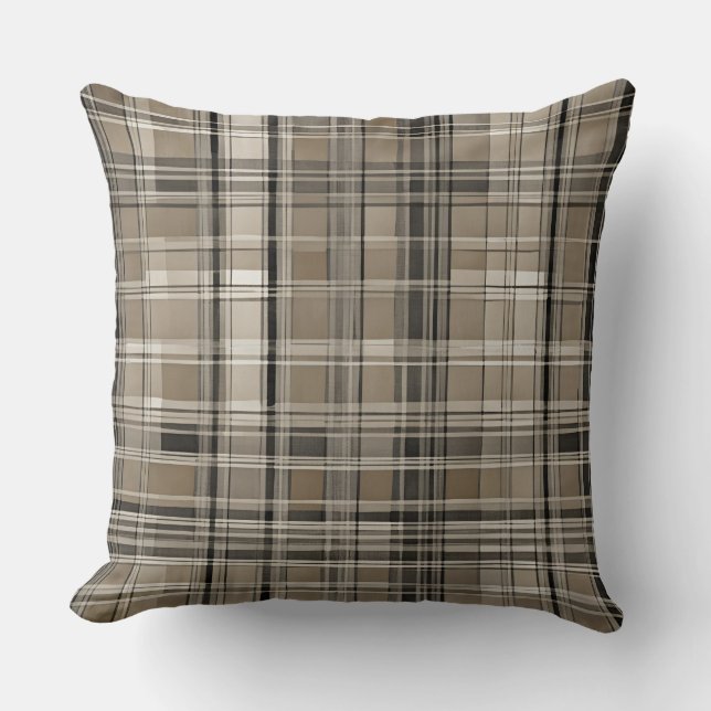 Coussin Brown Gris Noir Moderne Ferme Plaid (Recto)