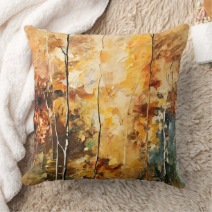 Coussin Brown Leaf Nature Serenity Art Abstrait