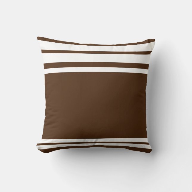 Coussin Brown : Lignes modernes en blanc (Recto)