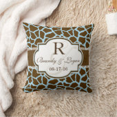 Coussin Brown, Mariage Poster de animal de la Giraffe bleu (Couverture)