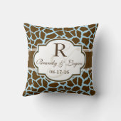 Coussin Brown, Mariage Poster de animal de la Giraffe bleu (Verso)
