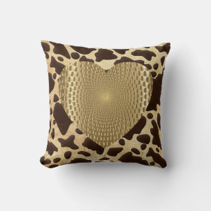 Coussin Brown & Or Poster de animal Golden Prismatic Coeur