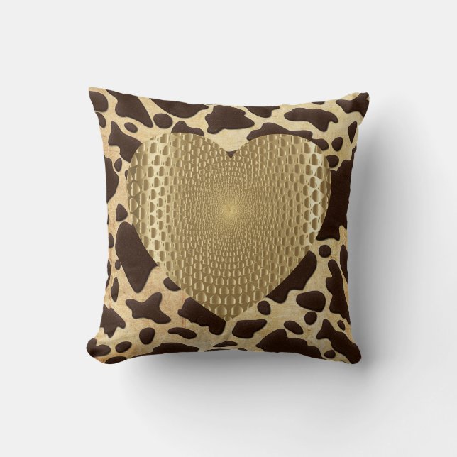 Coussin Brown & Or Poster de animal Golden Prismatic Coeur (Recto)