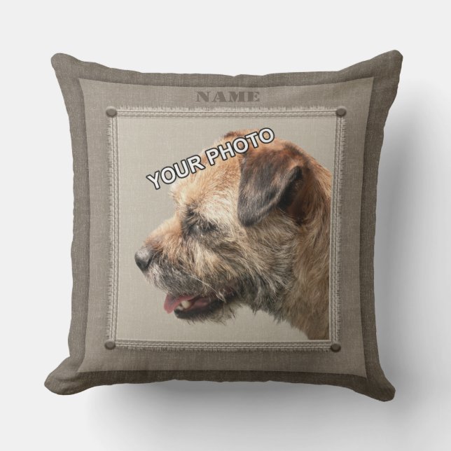 Coussin Brown Portrait d'animaux de compagnie Photo Frange (Recto)