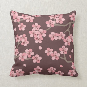 Coussin Brown rose de fleurs de cerisier