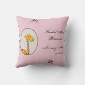 Coussin Brown rose de souvenir de bébé de girafe (Verso)