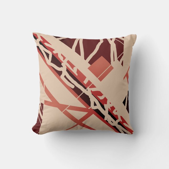 Coussin Brown rouge en terre cuite sur Tan Diagonal Formes (Recto)