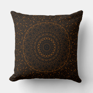 Coussin Brown sur le Médaillon de kaléidoscope de Mandala