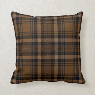 Coussin Brown Tartan noir Plaid Motif rustique