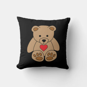Coussin Brown Teddy Bear Coeur Saint Valentin Je t'aime
