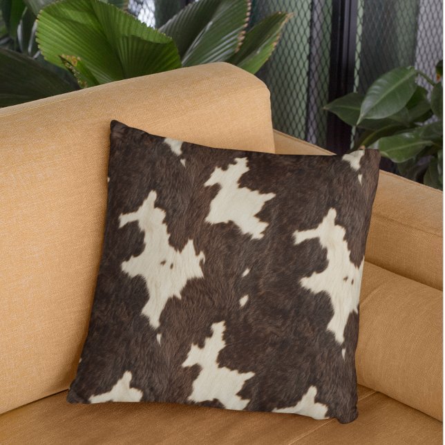 Coussin Brown Vache blanche Faux Fur Spots de fourrure pea (Créateur téléchargé)