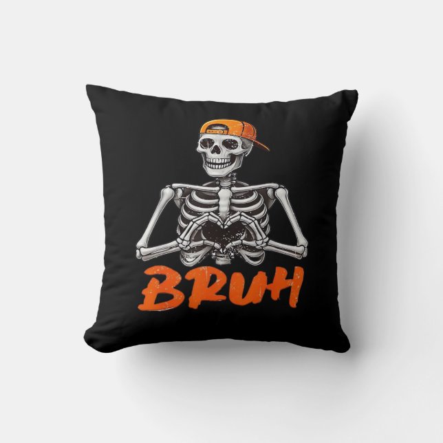 Coussin Bruh Skeleton Coeur main Halloween Costumes Hommes (Recto)
